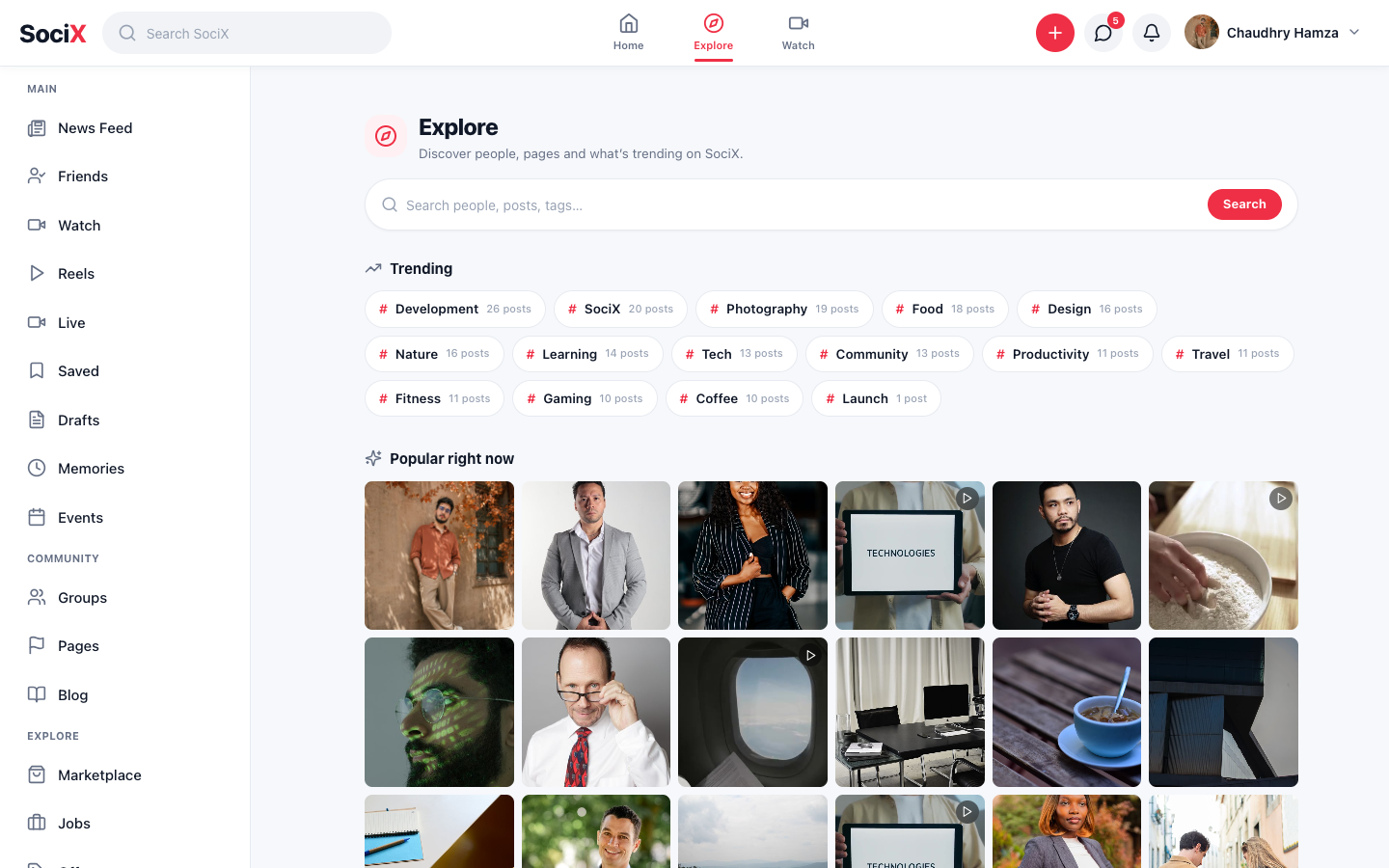 SociX Explore (desktop)