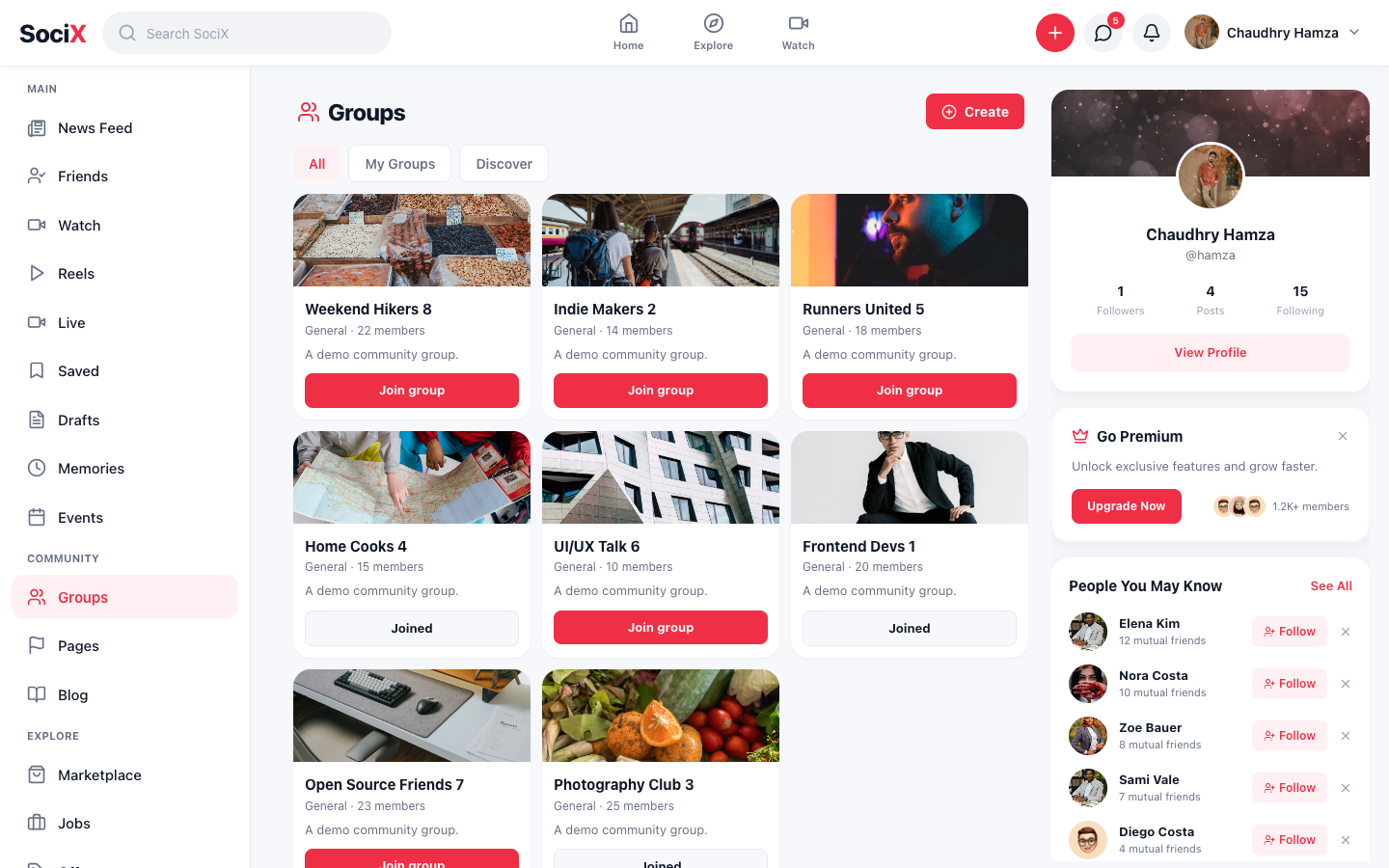 SociX Groups (desktop)
